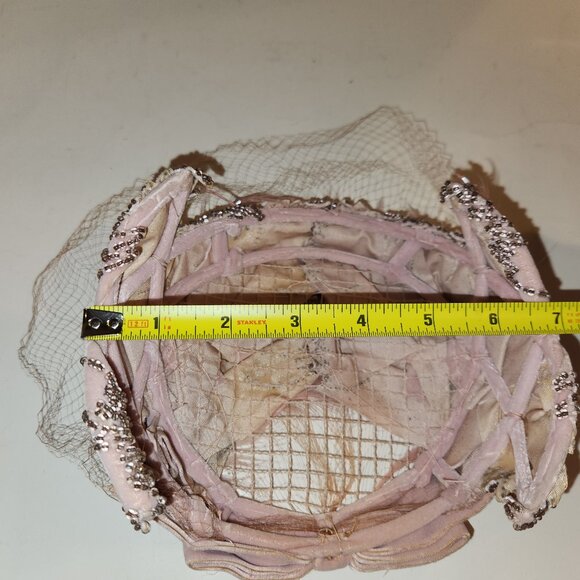 Vintage Hat with Net, Feathers, Beads *AS IS READ* main image 8